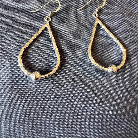 Silver Teardrop Earrings with Intricate Design - Picture 2 of 10